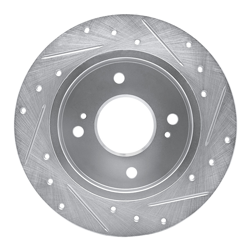 Infiniti G20 Brake Rotor (1) - Rear Left - R1 Concepts - Drilled & Slotted - Silver - `90-`06